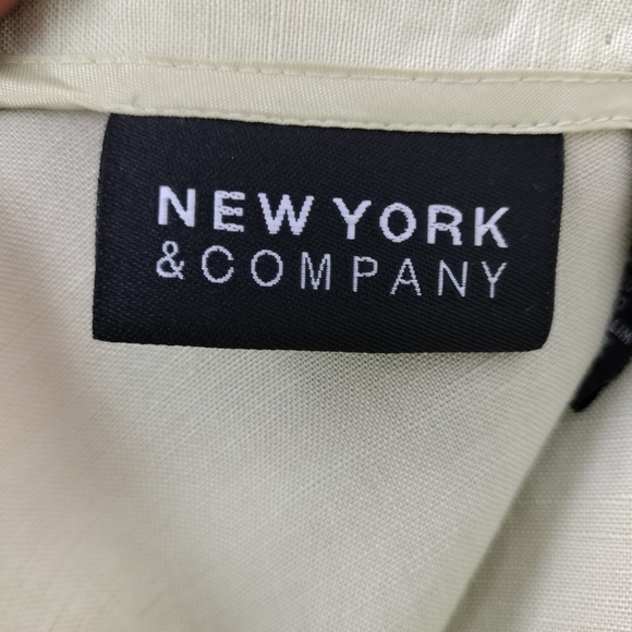 🆕 New York & Company Pastel Green Linen A-Line Flutter Midi Skirt Sz. 12 - Picture 4 of 8